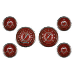 PartzBiz CM V8RS51SLC - Classic Instruments V8 Red Steelie Six Gauge Set PartzBiz CM V8RS51SLC - Classic Instruments V8 Red Steelie Six Gauge Set