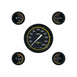 PartzBiz CM AX54YBLF - Classic Instruments Auto Cross Yellow 6 Gauge Set PartzBiz CM AX54YBLF - Classic Instruments Auto Cross Yellow 6 Gauge Set