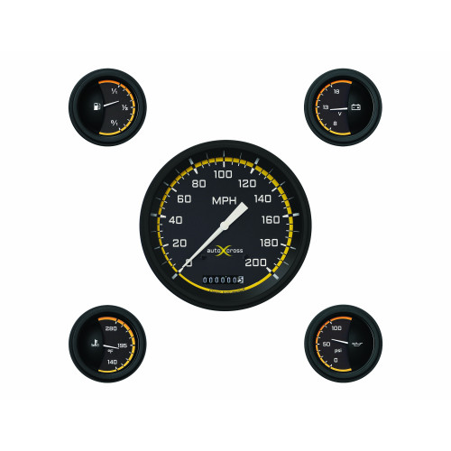 PartzBiz CM: AX54YBLF-Classic Instruments Auto Cross Yellow 6 Gauge Set PartzBiz CM: AX54YBLF-Classic Instruments Auto Cross Yellow 6 Gauge Set
