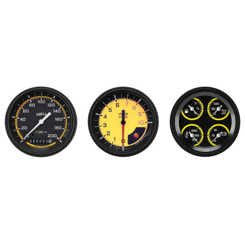 PartzBiz CM: AX03YBLF-Classic Instruments Auto Cross Yellow 6 Gauge Set PartzBiz CM: AX03YBLF-Classic Instruments Auto Cross Yellow 6 Gauge Set