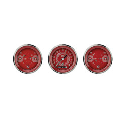 PartzBiz CM V8RS04SHC - Classic Instruments V8 Red Steelie Three Gauge Set PartzBiz CM V8RS04SHC - Classic Instruments V8 Red Steelie Three Gauge Set