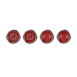 PartzBiz CM V8RS05SHC - Classic Instruments V8 Red Steelie Four Gauge Set PartzBiz CM V8RS05SHC - Classic Instruments V8 Red Steelie Four Gauge Set