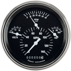 PartzBiz CM TE40BSLF - Tetra Series, Black Combination Gauge PartzBiz CM TE40BSLF - Tetra Series, Black Combination Gauge