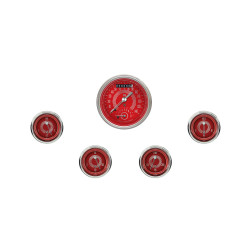 PartzBiz CM V8RS35SHC - Classic Instruments V8 Red Steelie Five Gauge Set PartzBiz CM V8RS35SHC - Classic Instruments V8 Red Steelie Five Gauge Set