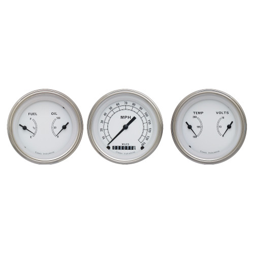 PartzBiz CM: CW04SLF-Classic Instruments Classic White 3 Gauge Set PartzBiz CM: CW04SLF-Classic Instruments Classic White 3 Gauge Set