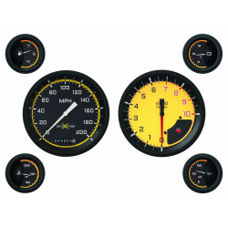 PartzBiz CM AX51YBLF - Classic Instruments Auto Cross Yellow 6 Gauge Set PartzBiz CM AX51YBLF - Classic Instruments Auto Cross Yellow 6 Gauge Set