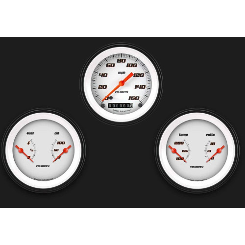 PartzBiz CM: VS04WBLF-Classic Instruments Velocity White Three Gauge Set PartzBiz CM: VS04WBLF-Classic Instruments Velocity White Three Gauge Set
