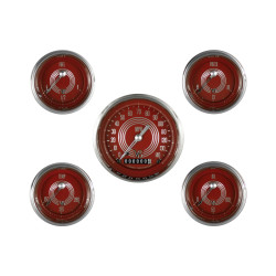 PartzBiz CM V8RS00SHC - Classic Instruments V8 Red Steelie Five Gauge Set PartzBiz CM V8RS00SHC - Classic Instruments V8 Red Steelie Five Gauge Set
