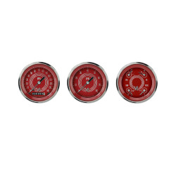 PartzBiz CM V8RS03SHC - Classic Instruments V8 Red Steelie Three Gauge Set PartzBiz CM V8RS03SHC - Classic Instruments V8 Red Steelie Three Gauge Set