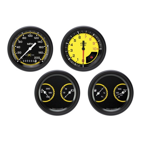 PartzBiz CM: AX05YBLF-AutoCross Yellow Four Gauge Set PartzBiz CM: AX05YBLF-AutoCross Yellow Four Gauge Set