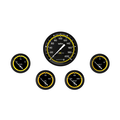 PartzBiz CM: AX254YBLF-AutoCross Yellow Five Gauge Set 254 PartzBiz CM: AX254YBLF-AutoCross Yellow Five Gauge Set 254