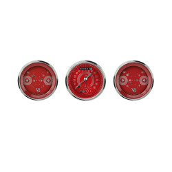PartzBiz CM V8RS34SHC - Classic Instruments V8 Red Steelie Three Gauge Set PartzBiz CM V8RS34SHC - Classic Instruments V8 Red Steelie Three Gauge Set
