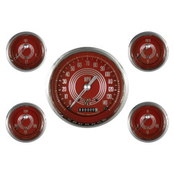PartzBiz CM V8RS54SLC - Classic Instruments V8 Red Steelie Five Gauge Set PartzBiz CM V8RS54SLC - Classic Instruments V8 Red Steelie Five Gauge Set