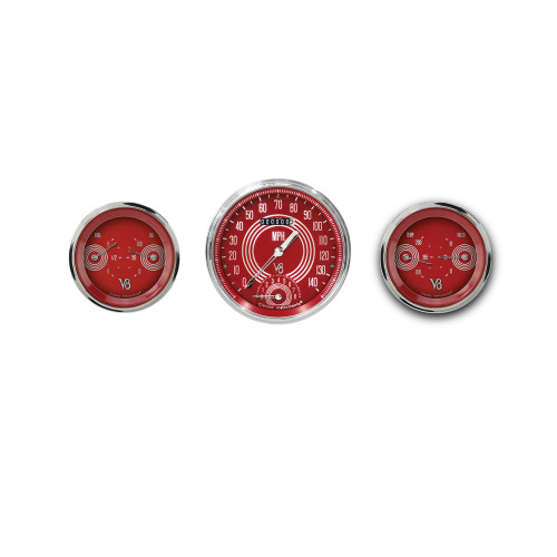 PartzBiz CM: V8RS61SLC-Classic Instruments V8 Red Steelie Three Gauge Set PartzBiz CM: V8RS61SLC-Classic Instruments V8 Red Steelie Three Gauge Set