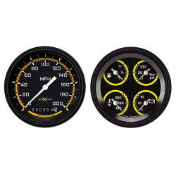 PartzBiz CM AX02YBLF - Classic Instruments Auto Cross Yellow 6 Gauge Set PartzBiz CM AX02YBLF - Classic Instruments Auto Cross Yellow 6 Gauge Set