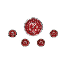 PartzBiz CM V8RS65SLC - Classic Instruments V8 Red Steelie Five Gauge Set PartzBiz CM V8RS65SLC - Classic Instruments V8 Red Steelie Five Gauge Set