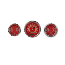 PartzBiz CM V8RS64SLC - Classic Instruments V8 Red Steelie Three Gauge Set PartzBiz CM V8RS64SLC - Classic Instruments V8 Red Steelie Three Gauge Set