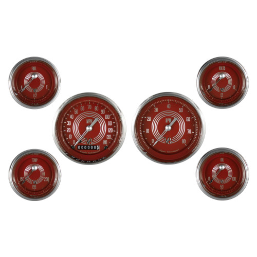 PartzBiz CM: V8RS01SHC-Classic Instruments V8 Red Steelie Six Gauge Set PartzBiz CM: V8RS01SHC-Classic Instruments V8 Red Steelie Six Gauge Set
