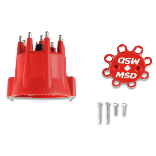 PartzBiz CM: 8433-MSD Distributor Cap - V8 - HEI Terminals - Red - Spark Plug Wire Retainer PartzBiz CM: 8433-MSD Distributor Cap - V8 - HEI Terminals - Red - Spark Plug Wire Retainer