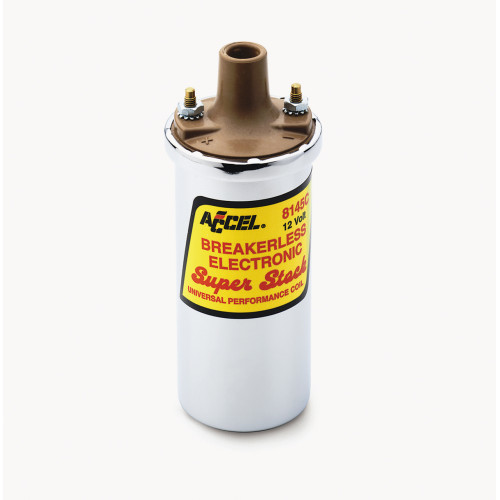 PartzBiz CM: 8145C-ACCEL Ignition Coil - SuperStock - Breakerless Electronic Coil - Chrome
