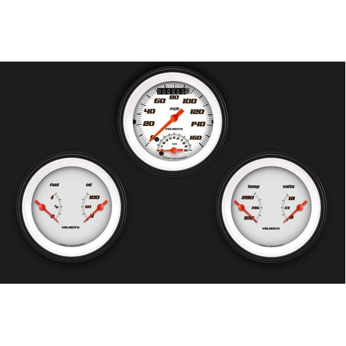 PartzBiz CM: VS34WBLF-Classic Instruments Velocity White Three Gauge Set PartzBiz CM: VS34WBLF-Classic Instruments Velocity White Three Gauge Set