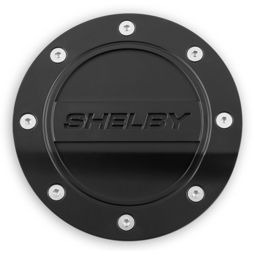 PartzBiz CM: FS3Z-6640526-SA-Drake Muscle Cars Black Fuel Door Shelby Logo