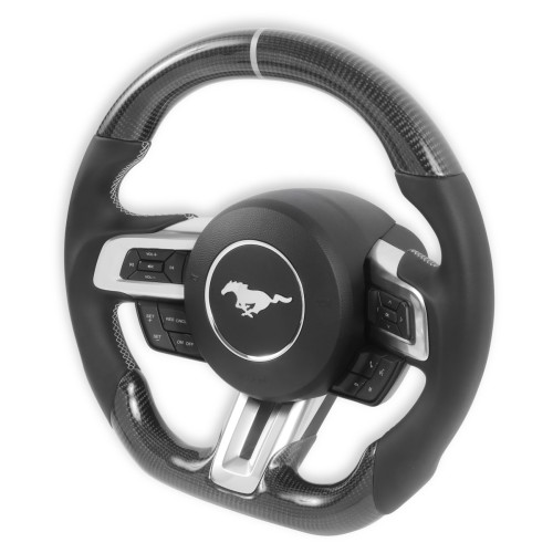 PartzBiz CM: MU950-09-Drake Muscle Cars Steering Wheel - Carbon Fiber with Leather Grips