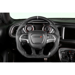 PartzBiz CM CH950-19 - Drake Muscle Cars Steering Wheel - Carbon Fiber with Leather Grips - Heated