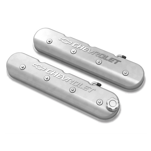 PartzBiz CM: 241-400-Tall LS Valve Cover with Bowtie/Chevrolet Logo - Natural Machined Finish