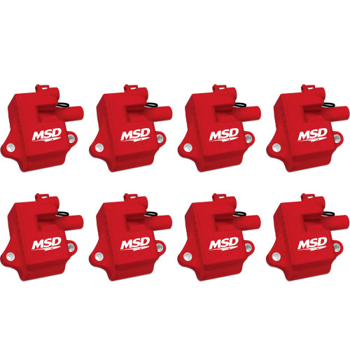 PartzBiz CM: 82858-คอยล์จุดระเบิด MSD - Pro Power Series - เครื่องยนต์ GM LS1/LS6 - สีแดง - 8 แพ็ค