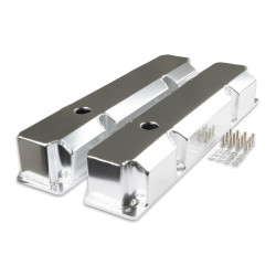 PartzBiz CM 6862G - Mr. Gasket Fabricated Aluminum Valve Covers - Silver Finish