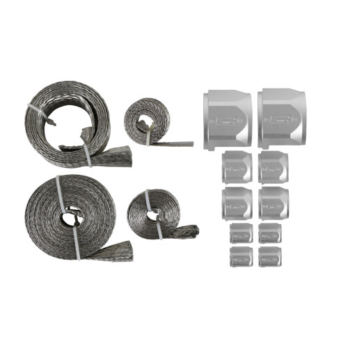 PartzBiz CM: 8092-Mr. Gasket Flex-Braid Hose Sleeve Kit - Silver