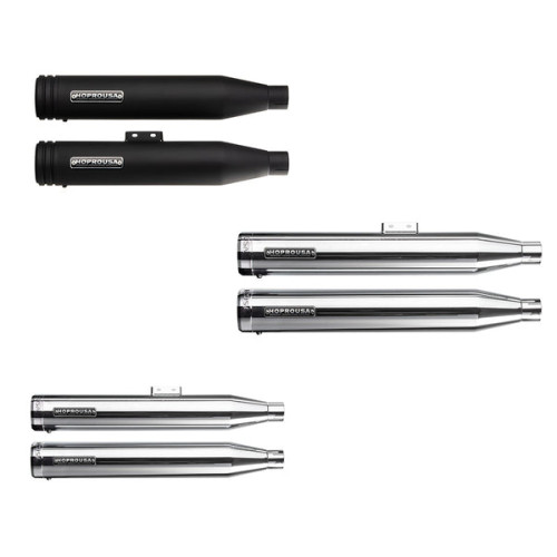 PartzBiz HD: 190341236-Slip-on Mufflers Deep Sound For 2018-2024 Harley Softail Fatboy Breakout Street Bob Slim Low Rider Heritage Classic Deluxe - Black-short