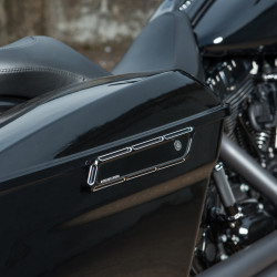 PartzBiz HD 03-585 - Arlen Ness Black Beveled Cut Saddlebag Latch Covers Harley Touring 2014-2017 FL