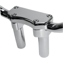 PartzBiz HD 0602-0588 - Drag Chrome 4‚” ไรเซอร์ตรง 1”” ชุดแคลมป์บนแฮนด์ Harley Softail Dyna XL
