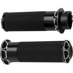 PartzBiz HD 07-329 - Arlen Ness Beveled Fusion Hand Grips Bars Black Throttle By Wire Motorcycle Bike PartzBiz HD 07-329 - Arlen Ness Beveled Fusion Hand Grips Bars Black Throttle By Wire Motorcycle Bike