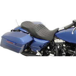 PartzBiz HD 0801-1169 - Forward Positioning Low Profile Touring Seat Black Leather Diamond Stitch Harley