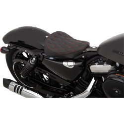PartzBiz HD 0804-0741 - Drag Specialties Bobber Solo เบาะสีแดง Stitch Double Diamond Harley 10+ Sportster