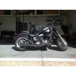 PartzBiz HD 1067B - Thunderheader Black 2 Into 1 Pipe Exhaust System Harley Softail FXST FLST 12-17 PartzBiz HD 1067B - Thunderheader Black 2 Into 1 Pipe Exhaust System Harley Softail FXST FLST 12-17