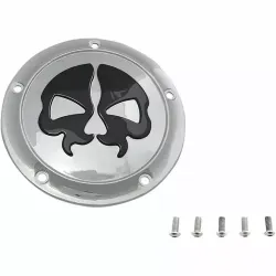 PartzBiz HD 1107-0546 - Drag Specialties Black Skull Derby Cover Accent Chrome 99-18 Big Twin Harley PartzBiz HD 1107-0546 - Drag Specialties Black Skull Derby Cover Accent Chrome 99-18 Big Twin Harley
