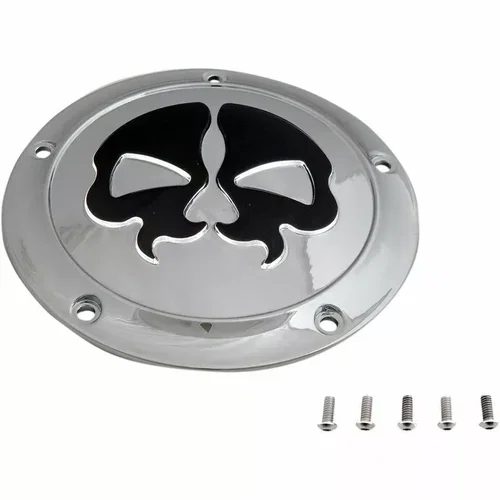 PartzBiz HD: 3462690-Drag Specialties Split Black Skull Derby Cover Accent Chrome 16+ Harley Touring PartzBiz HD: 3462690-Drag Specialties Split Black Skull Derby Cover Accent Chrome 16+ Harley Touring