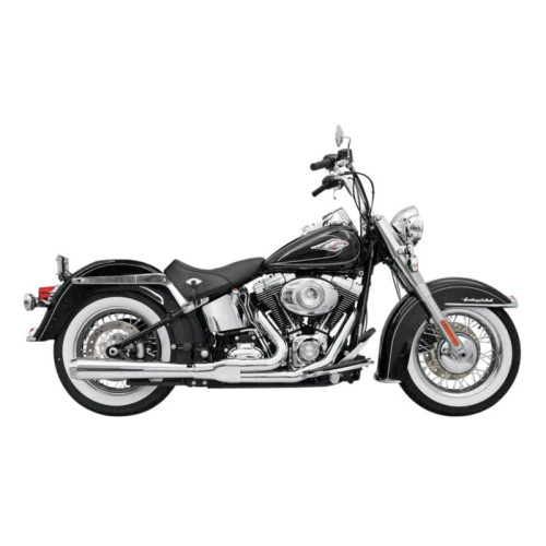 PartzBiz HD: 3474881-Bassani Chrome Long Road Rage 2 Into 1 Exhaust Pipe System Harley Softail 86-17