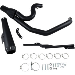 PartzBiz HD 13322R - Bassani Black Road Rage 2 Into 1 Megaphone Exhaust System Harley Dyna 91-05 FXD