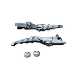 PartzBiz HD 1721 - Kuryakyn Chrome Zombie Skull Hand Levers Hydraulic Clutch Harley Touring 14-16