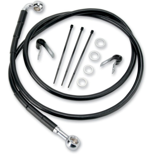 PartzBiz HD: 3475808-+10” 56 7/8” Extended Black Vinyl Upper Brake Line Kit Harley Dyna Softail 84-05 PartzBiz HD: 3475808-+10” 56 7/8” Extended Black Vinyl Upper Brake Line Kit Harley Dyna Softail 84-05