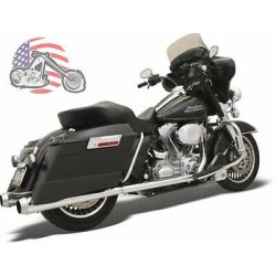 PartzBiz HD 1F46J - Bassani Chrome Bagger Stepped True Duals Power Curve Mega Exhaust Harley Touring