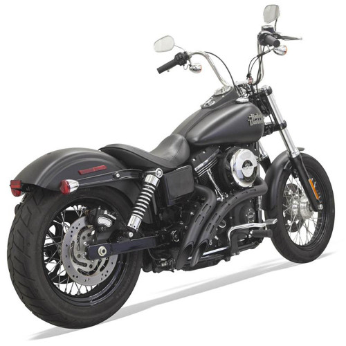 PartzBiz HD: 3443808-Bassani Black Radial Sweepers ท่อไอเสียแบบมีรู Heatshields Harley Softail FXD
