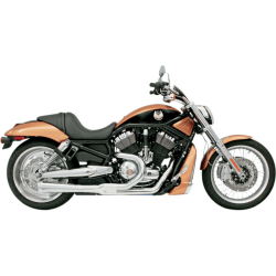 PartzBiz HD 1V12J - Bassani Road Rage 2-into-1 Exhaust Pipe Short Chrome Megaphone 4” Harley V-Rod