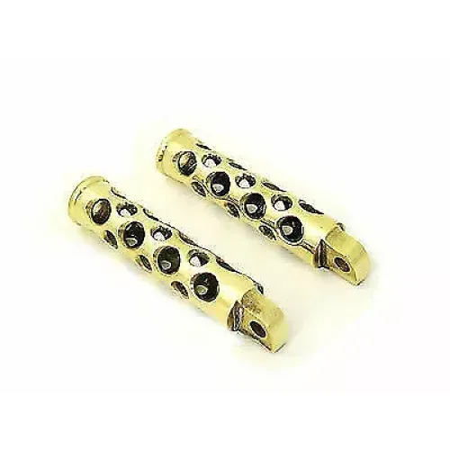 PartzBiz HD: 3444469-Brass Swiss Cheese Hole Shot Foot Peg Set Pair Male Mount Harley Chopper Bobber