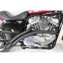 PartzBiz HD 30-0005 - V-Twin Curved Radius Exhaust Header Pipes 2” Set Black Harley XL Sportster 2007+